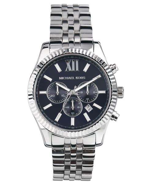 michael kors mk8280 watch lexington chronograph silver|Michael Kors leather watch.